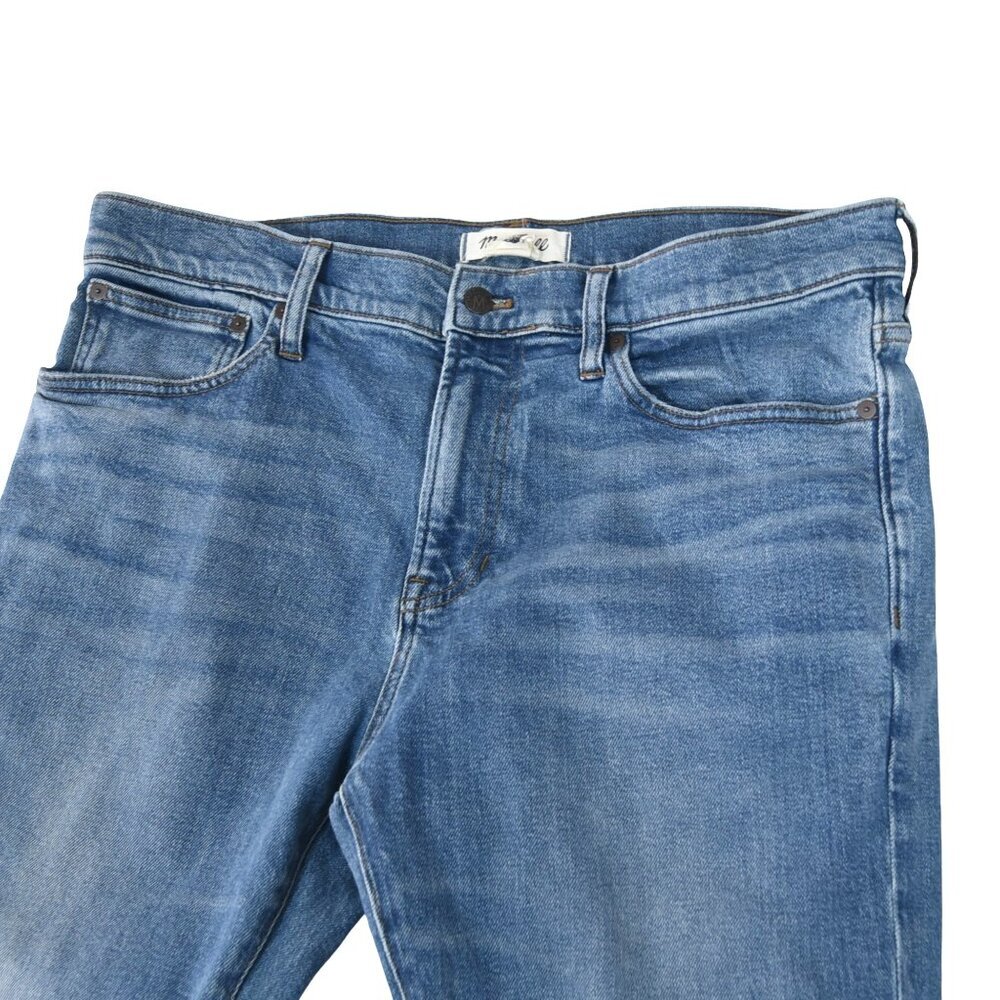 Madewell Slim Fit Raw Hem Jeans Blue Distressed Crop Ankle Fray Minimalist 35" - Picture 5 of 12